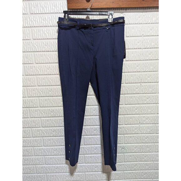 Style & Co. Women's Navy Blue Belted Stretch Mid-Rise Ankle Pants Size 6 NWT - Picture 1 of 8